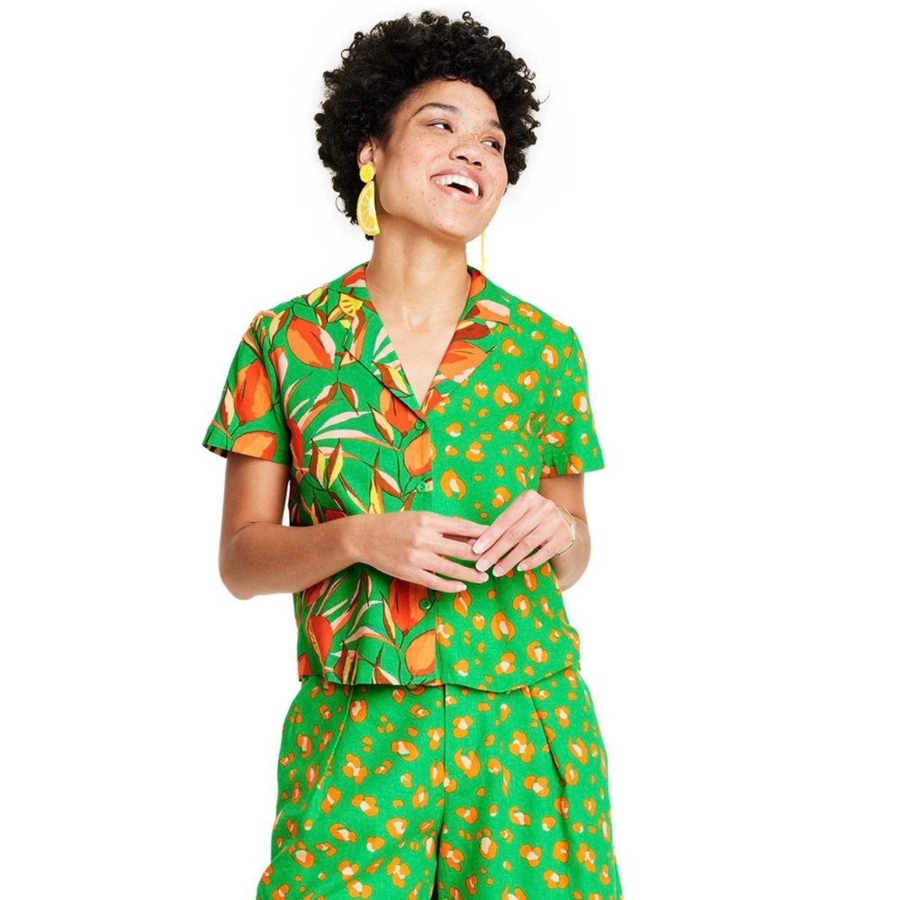 Colorful Green and Orange Patterned Outfit